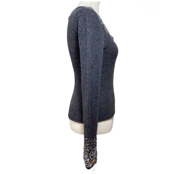 Subtle Luxury Cashmere Embellished V-Neck … - Picture 4 of 11